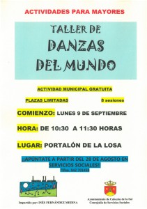 Cartel del taller de Danzas del Mundo para mayores