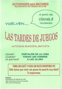 cartel Tardes de Juegos Nov 2013