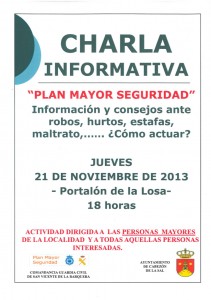 cartel charla Plan Mayor Seguridad Nov 2013
