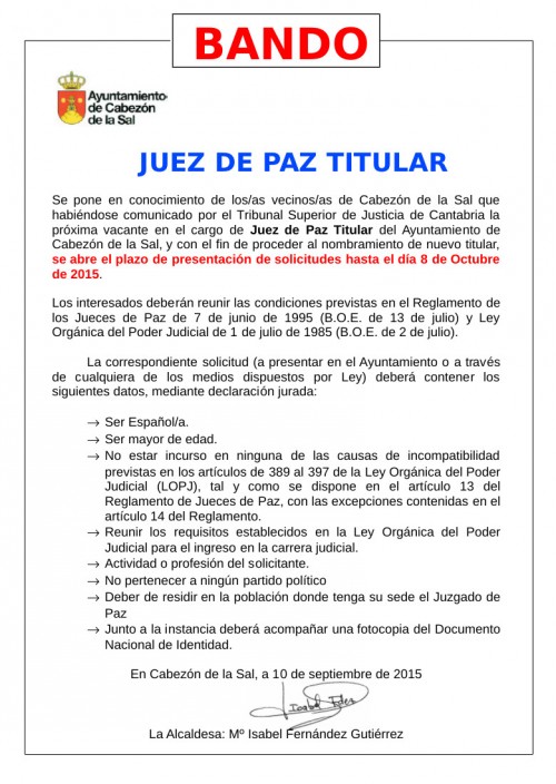 Bando Municipal Juez Titular 2015